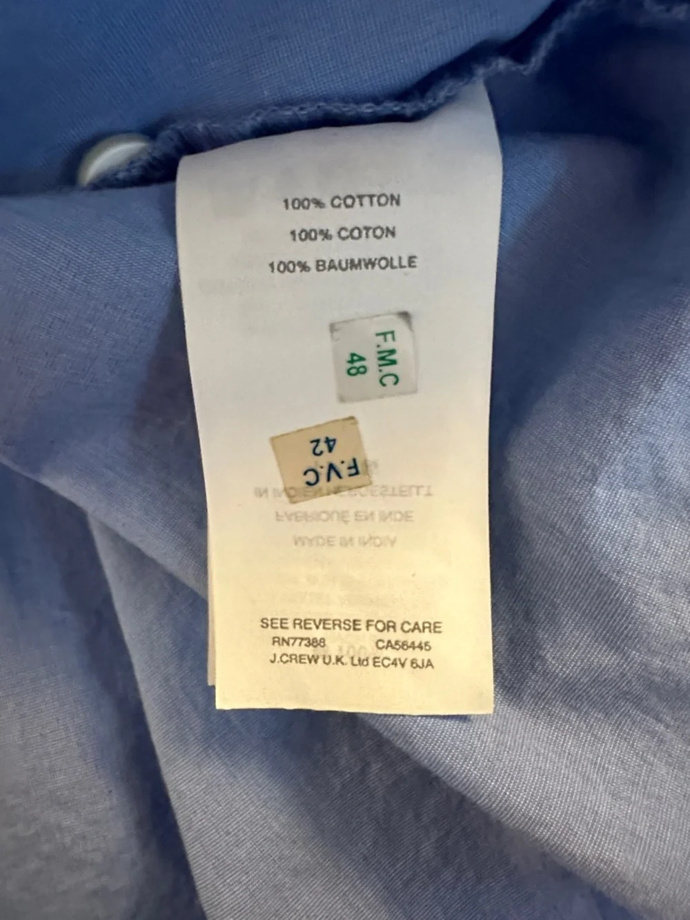 J. Crew Light Blue Ruffle Hem Minimalist Classic Button Down‎ Top Size 6 Tall